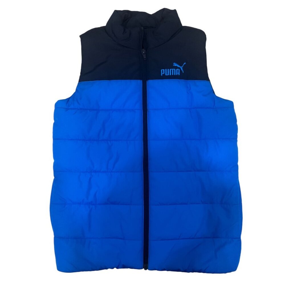 Puma Boys Size M (10‎ / 12) Puffer Vest Blue Black Logo